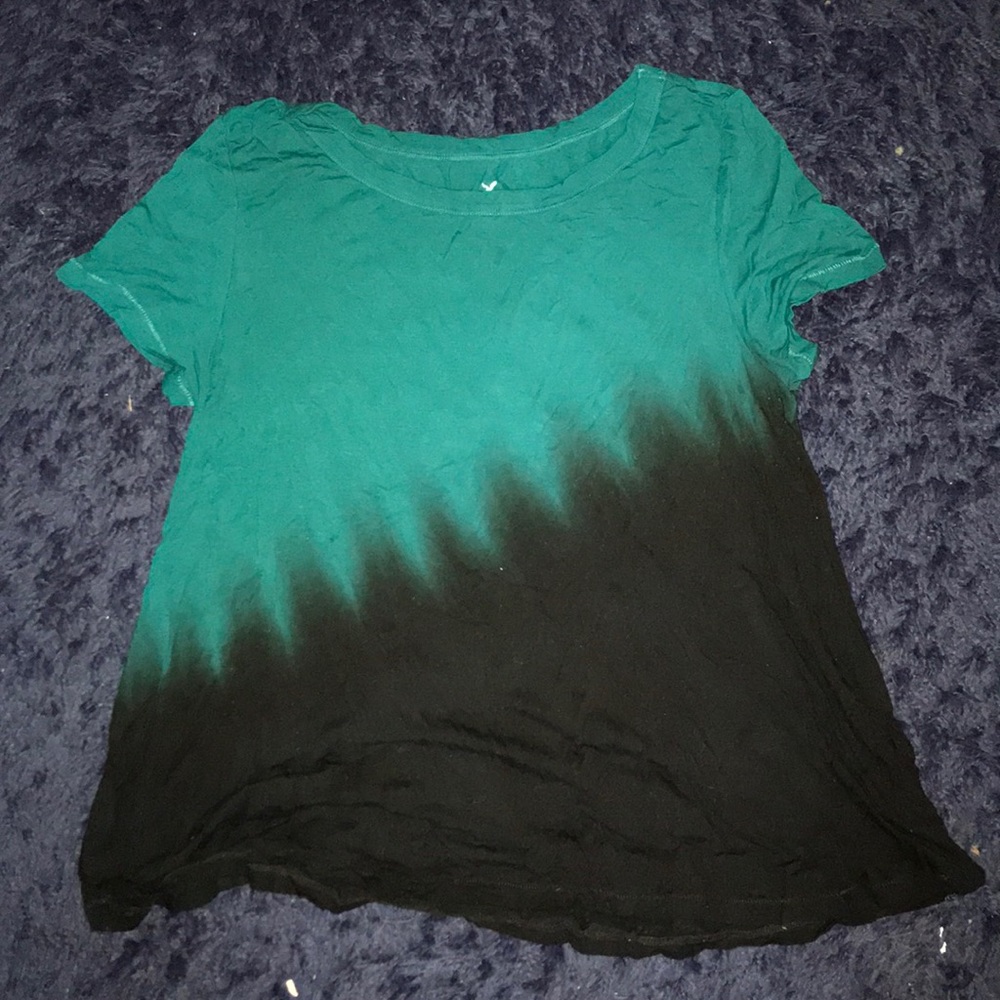 Tie Dye Dark Aqua and Black Tee